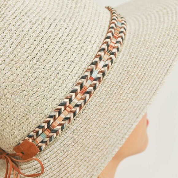 #89 MULTI COLOR BRAIDED BAND PANAMA HAT - Picture 5 of 7